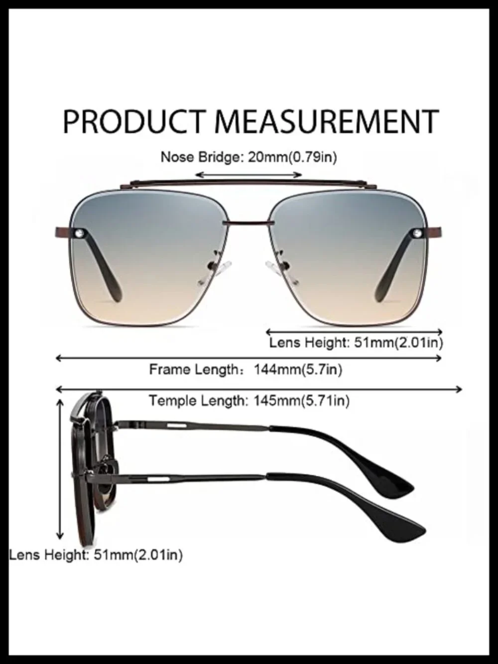 Vintage Square Aviator Sunglasses Metal Frame UV400 Protection Unisex